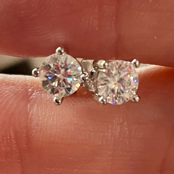 MOISSANITE STUD EARRINGS .50ct each (total weight 1ct)925 Sterling silver